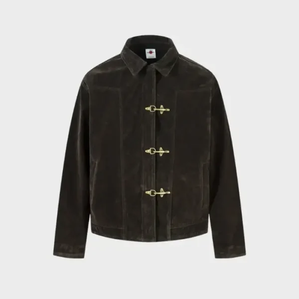 Decarba Retro Spliced Suide Jacket Black Brown (1)