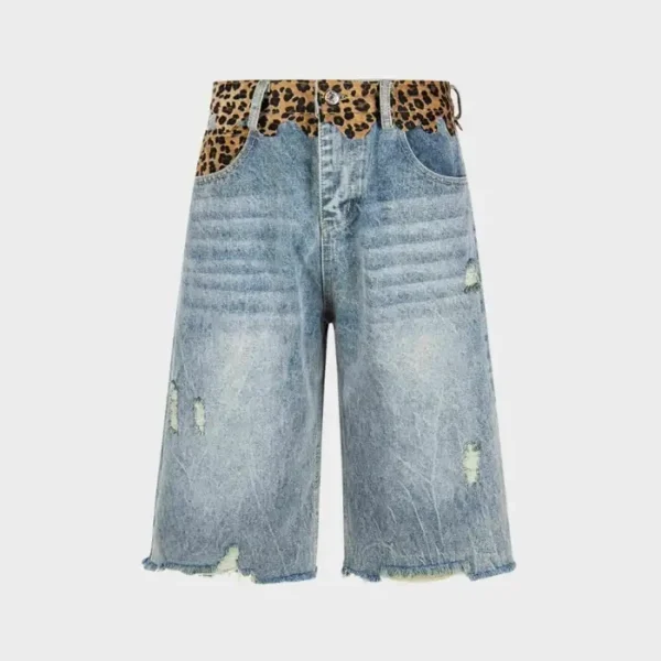 Decarba Ripped Leopard Denim Jorts (18)