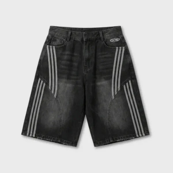 Decarba Striped Barrel Denim Jorts Black (1)