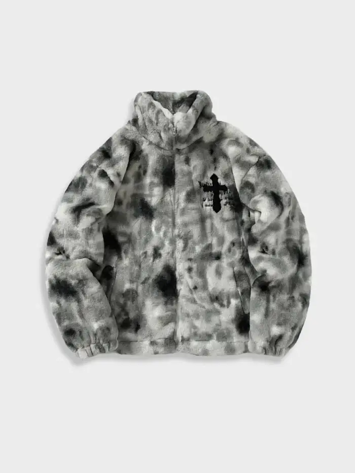 Decarba Vintage Warm Cross Fleece Jacket Grey (1)