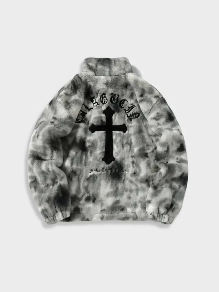 Decarba Vintage Warm Cross Fleece Jacket Grey (3)