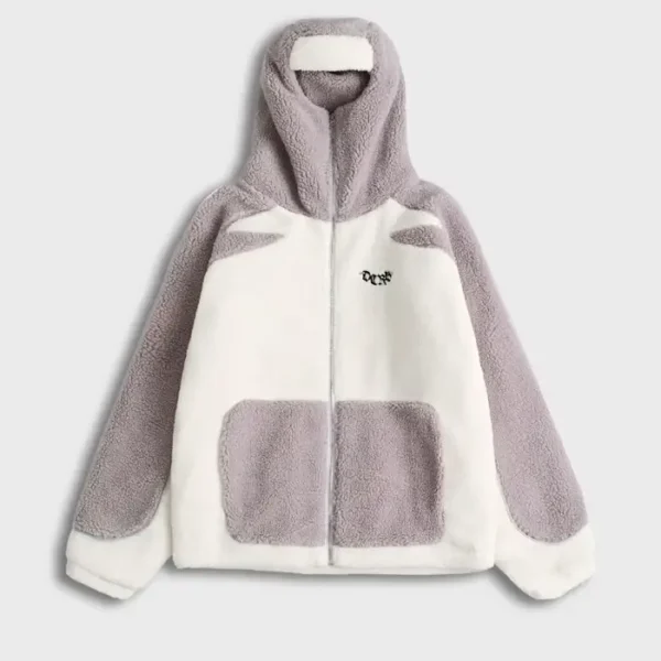Decarba Wolf Grey & White Sherpa Ninja Fleece (1)